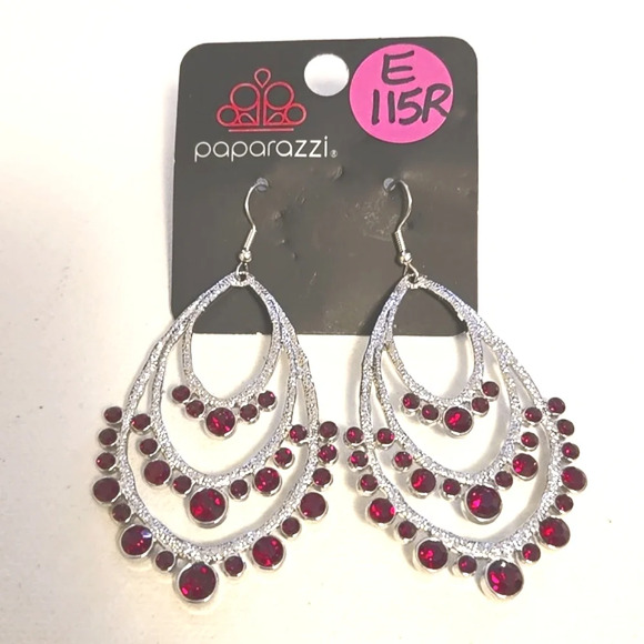 paparazzi Jewelry - #492 NWT Paparazzi earring silver and red tone
